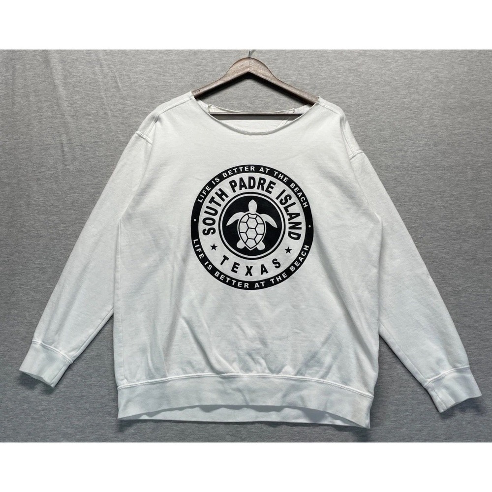 South Padre Island Texas Sweatshirt Womens XL White Life Is Better At The Beach